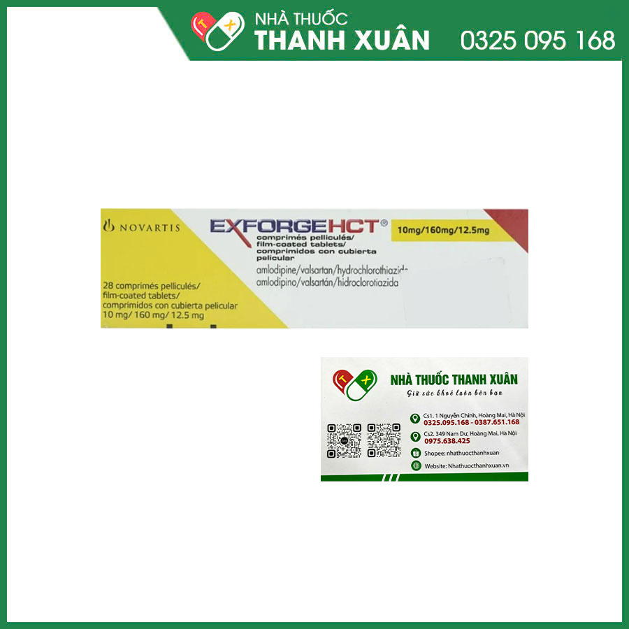 Exforge HCT 10mg/160mg/12,5mg thuốc điều trị tăng huyết áp vô căn